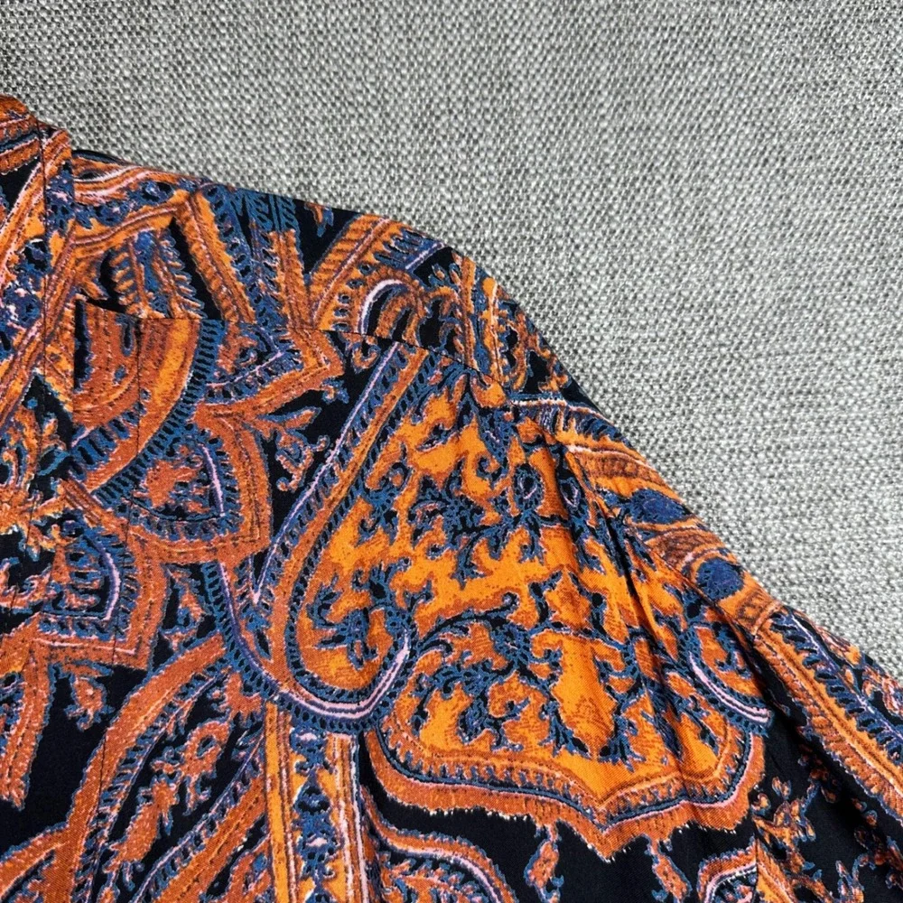 Free People Duster Cardigan Womens Medium Orange Paisley‎ Open Front